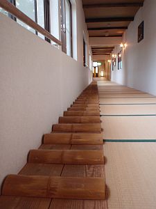 A pathway of takefumi along the school corridor