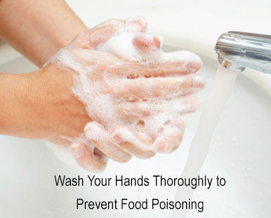 Wash your hands thoroughly to prevent food
                  poisoning