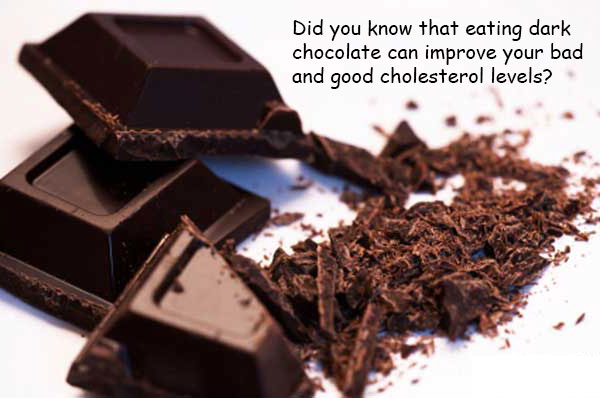 Eating dark chocolate can improve your bad and good cholesterol levels including blood sugar levels
