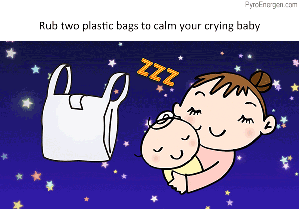 Use plastic bags to calm a crying baby