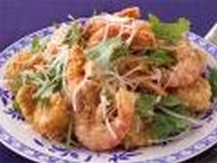 Shrimp with vegetable finish