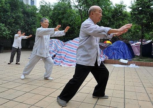 Elders doing Tai Chi