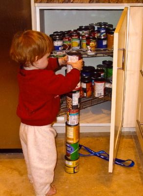 A young boy with autism, and the repetitive stacking of cans he made