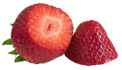 Strawberry sliced in half crosswise