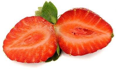 Strawberry sliced in half lengthwise