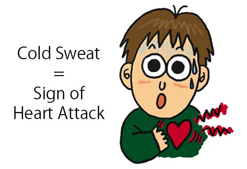 Cold sweat can be a sign of heart attack